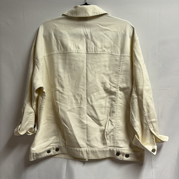 Faherty Stretch Terry Trucker Jacket Egret Cream Size Medium NWT - Picture 4 of 7